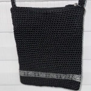 Elegant Black Crochet Shoulder Bag